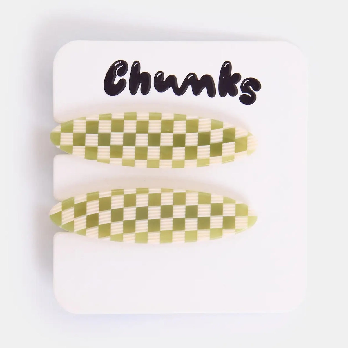 Allie Clips - Oval Olive Check