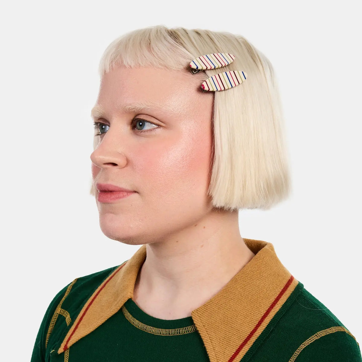 Allie Clips - Oval Vanilla Stripe