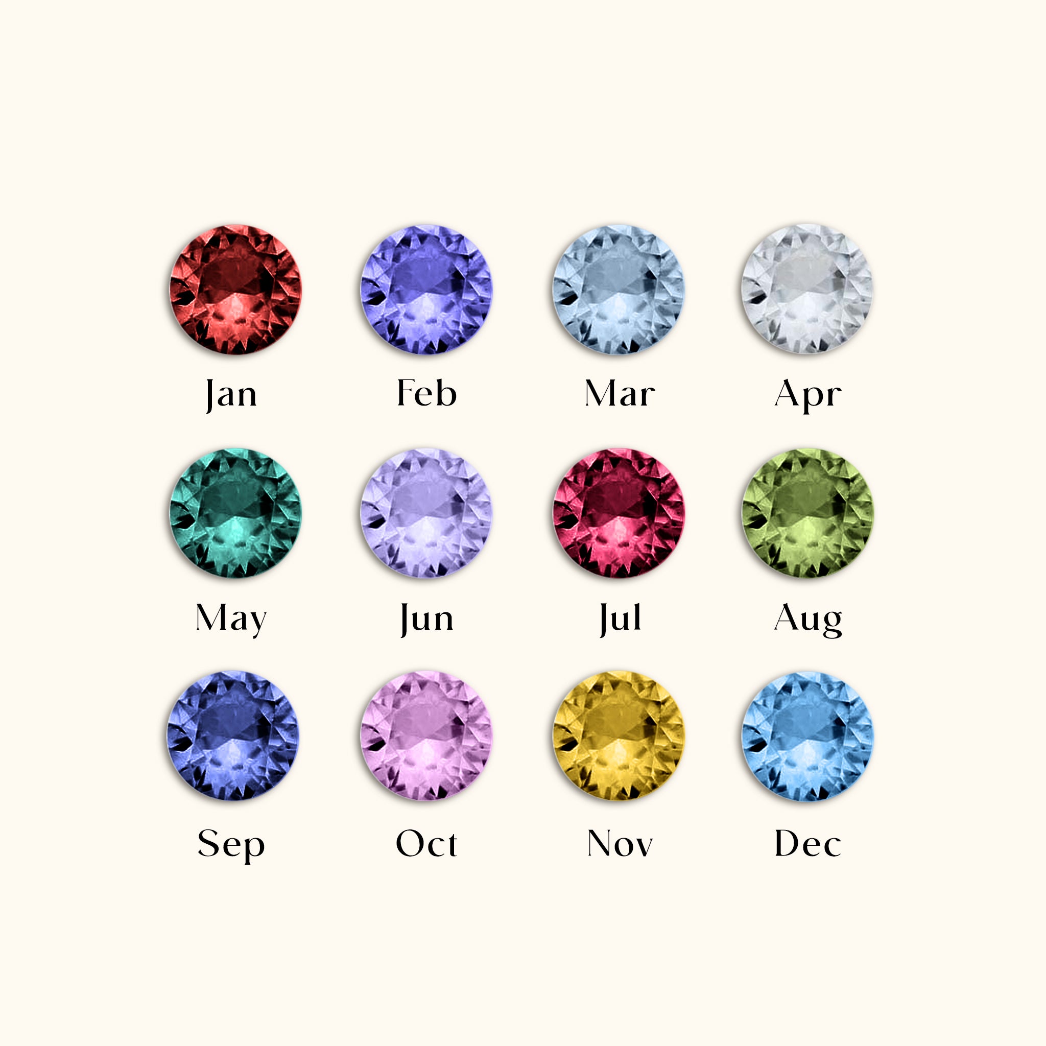 Birthstone Hug Studs (Jan-Dec)