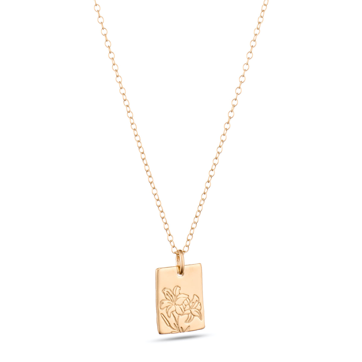 Rectangle Bloom Birthflower Necklace