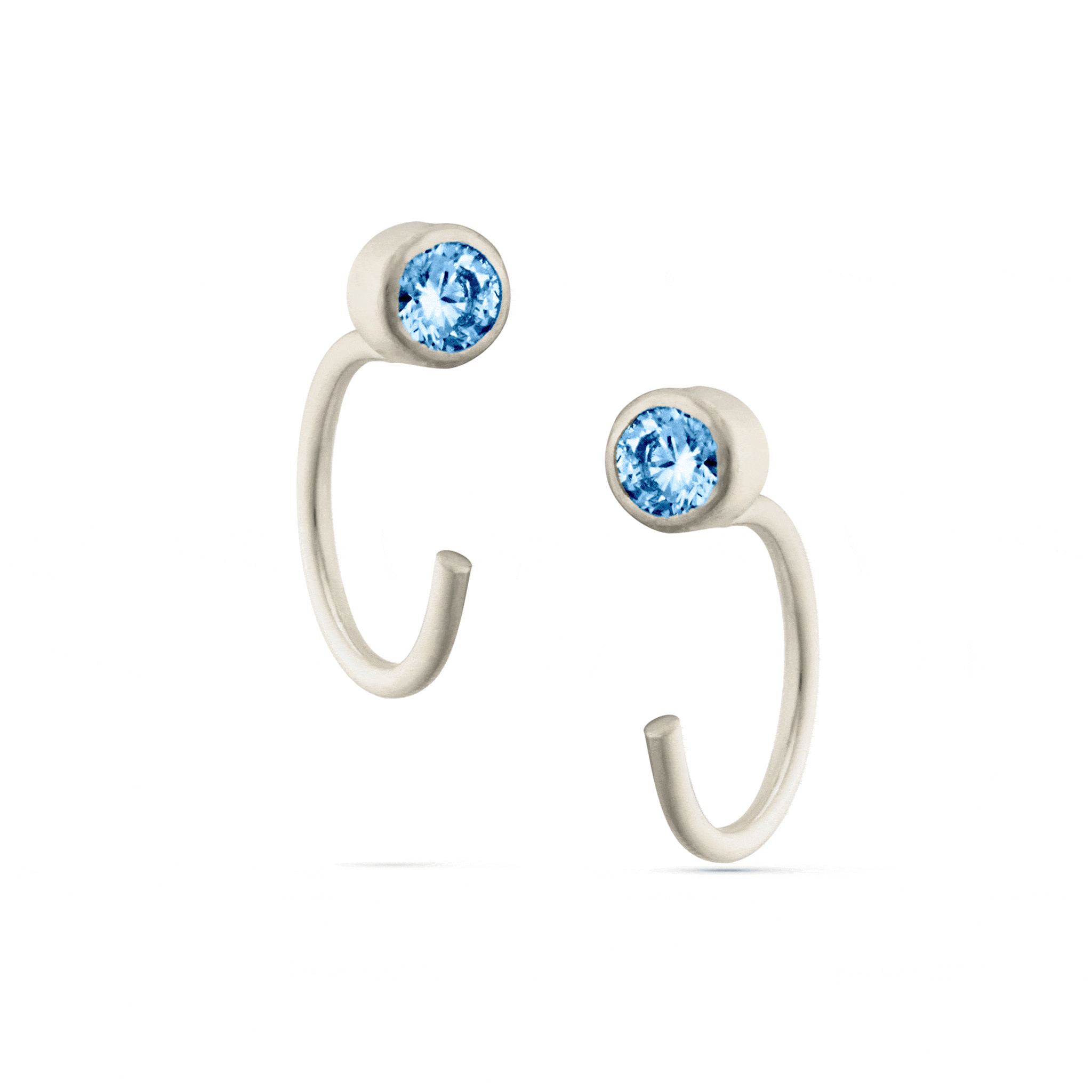 Silver Birthstone Hug Studs (Jan-Dec)