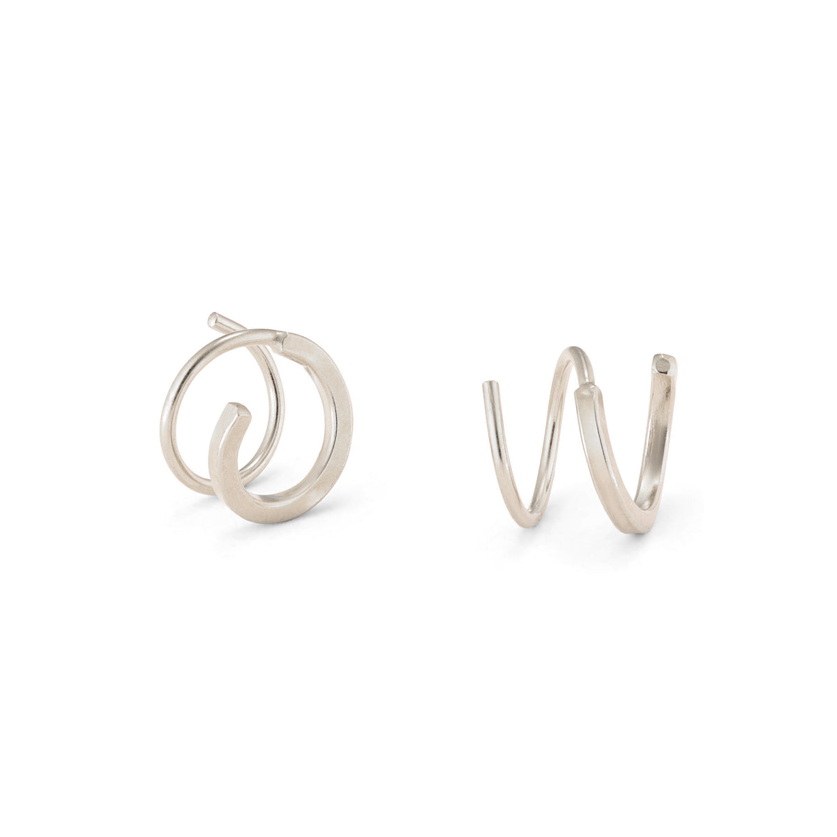 Square Nautilus Hoops - Silver