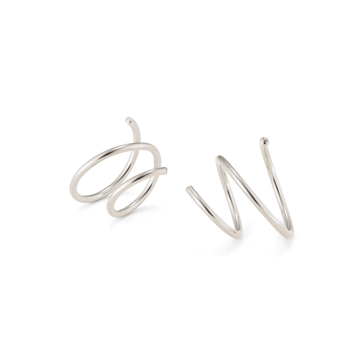 Tapered Nautilus Hoops - Silver