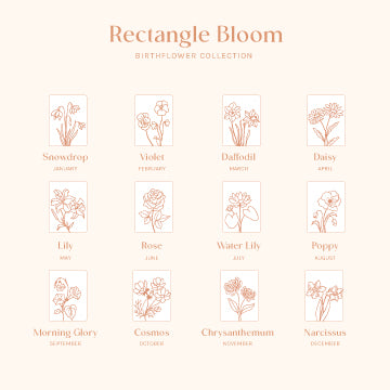 Rectangle Bloom Birthflower Necklace