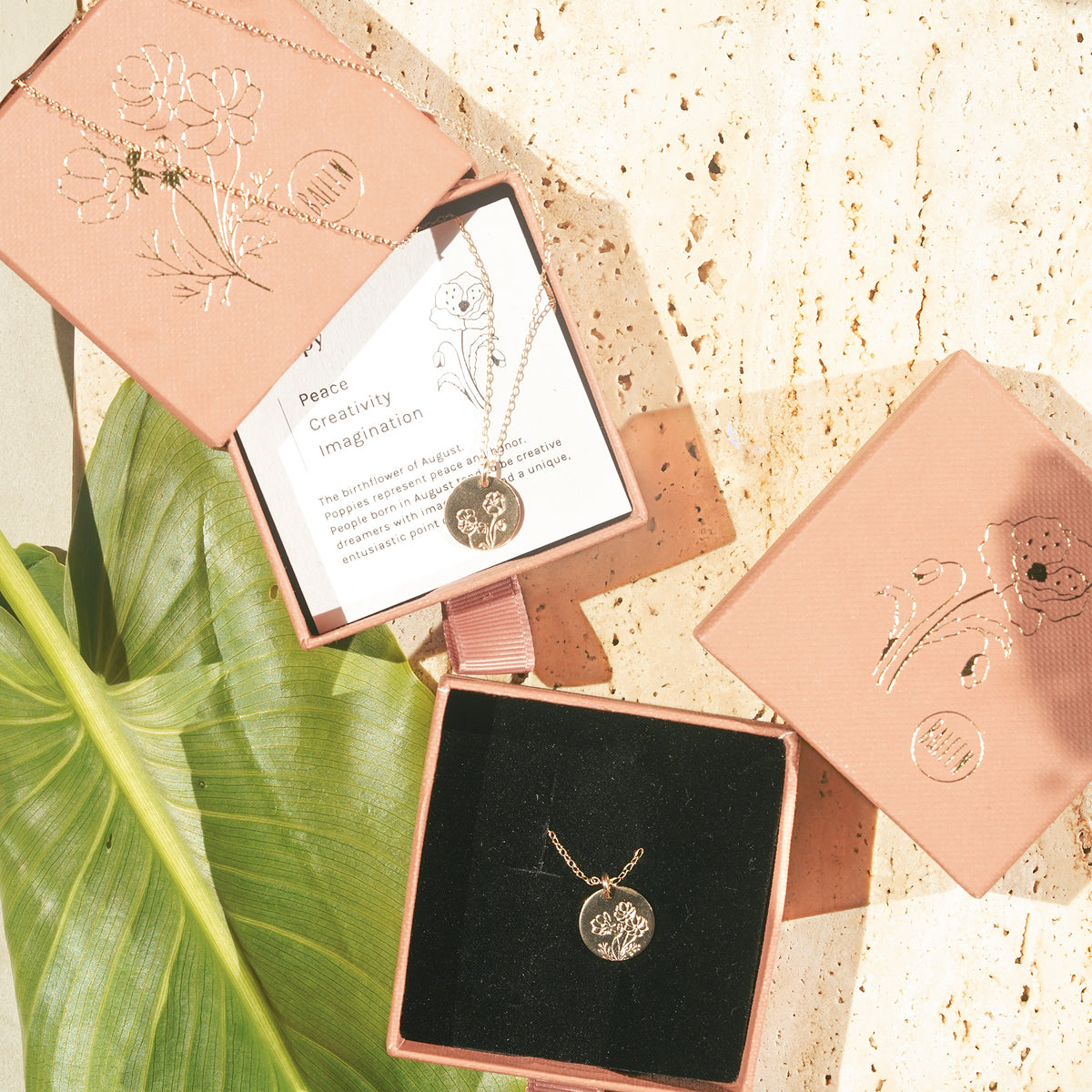 Rectangle Bloom Birthflower Necklace